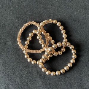 Rose gold stretchy bauble bracelets, set of 4